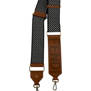 Fendi Checkered Bag Strap with Leather Trim